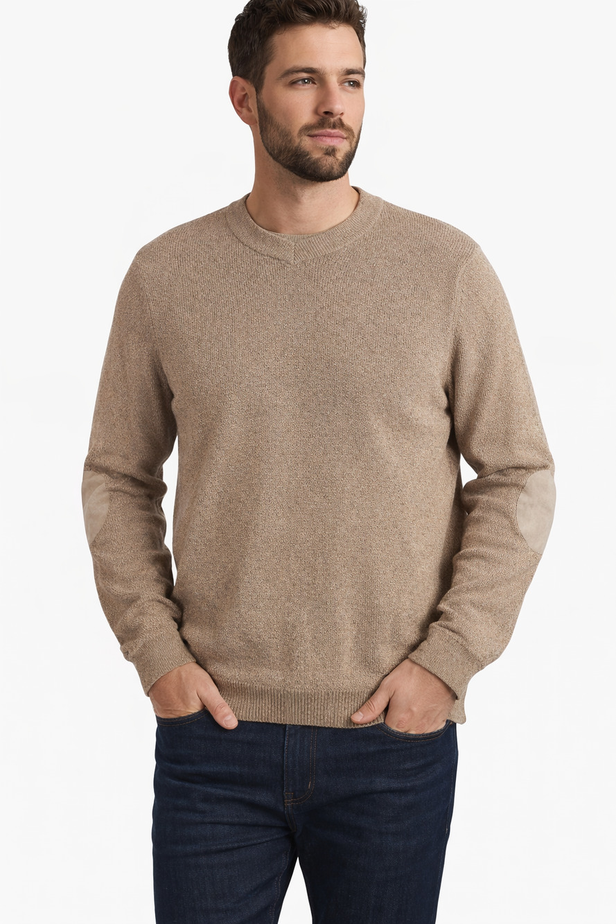 Tasso Elba Mens Cashmere Blend V Neck Elbow Patch Pullover Sweater Large